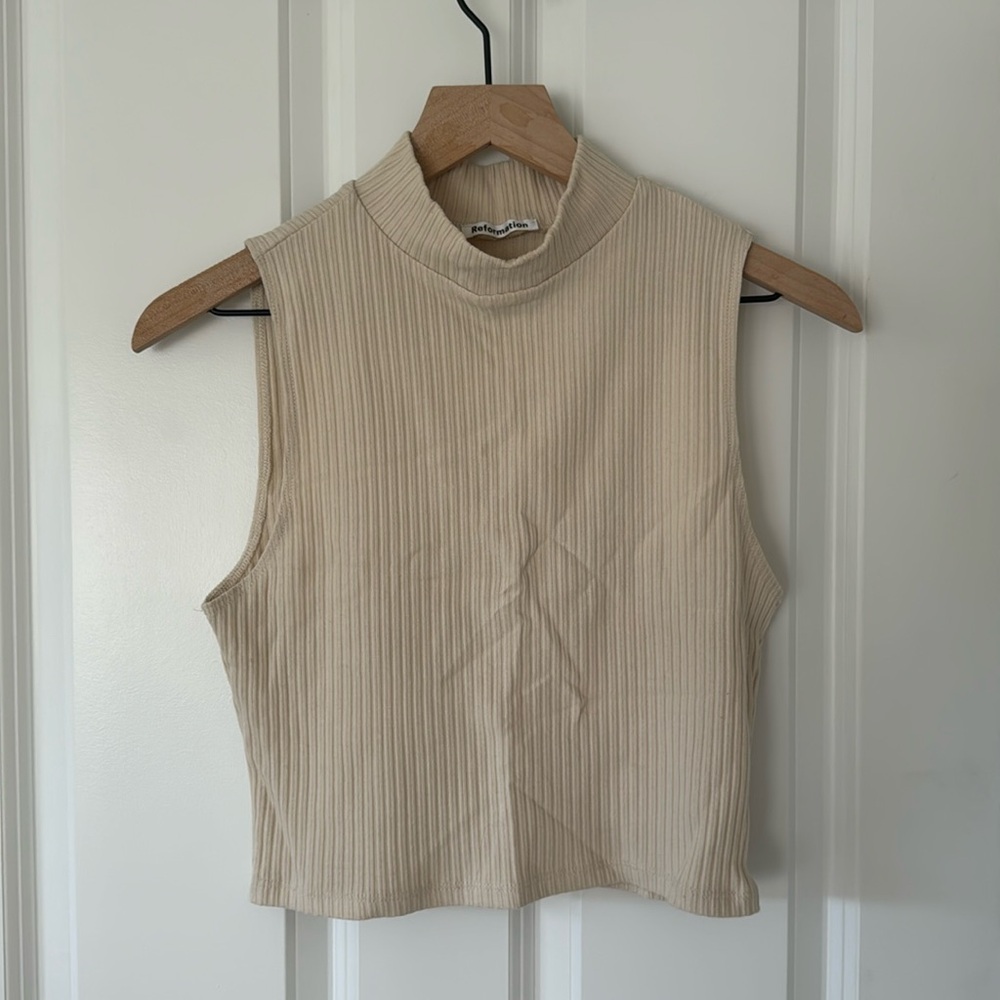 Reformation mock neck sleeveless crop top